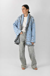 Cardigan jaquard frange