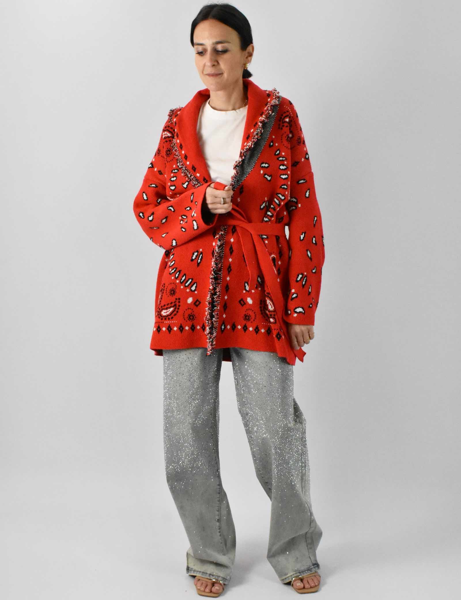 Cardigan bandana con frange