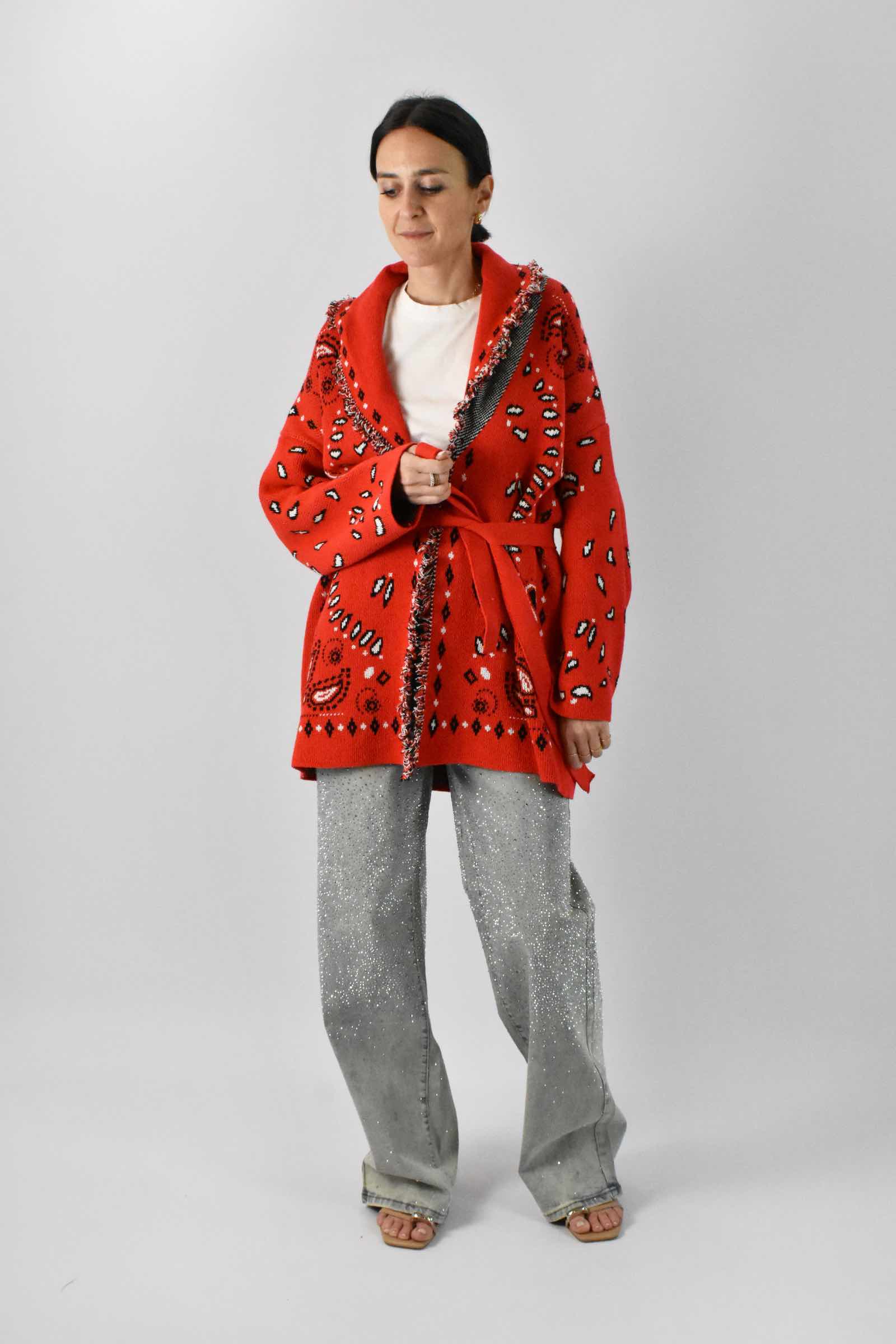 Cardigan bandana con frange
