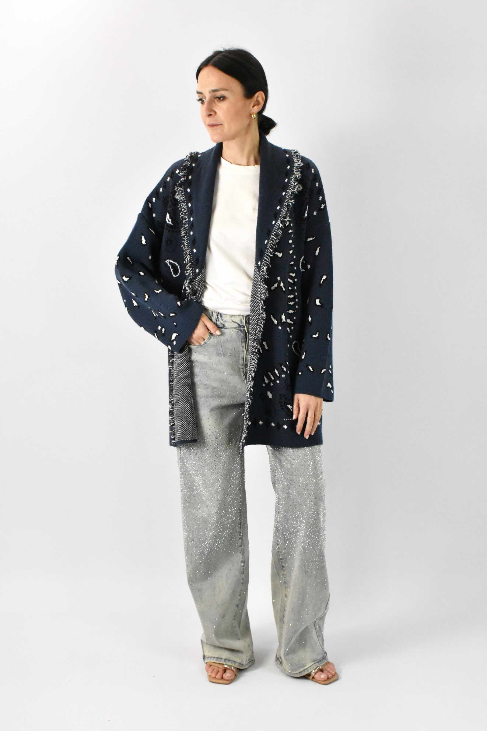 Cardigan bandana con frange