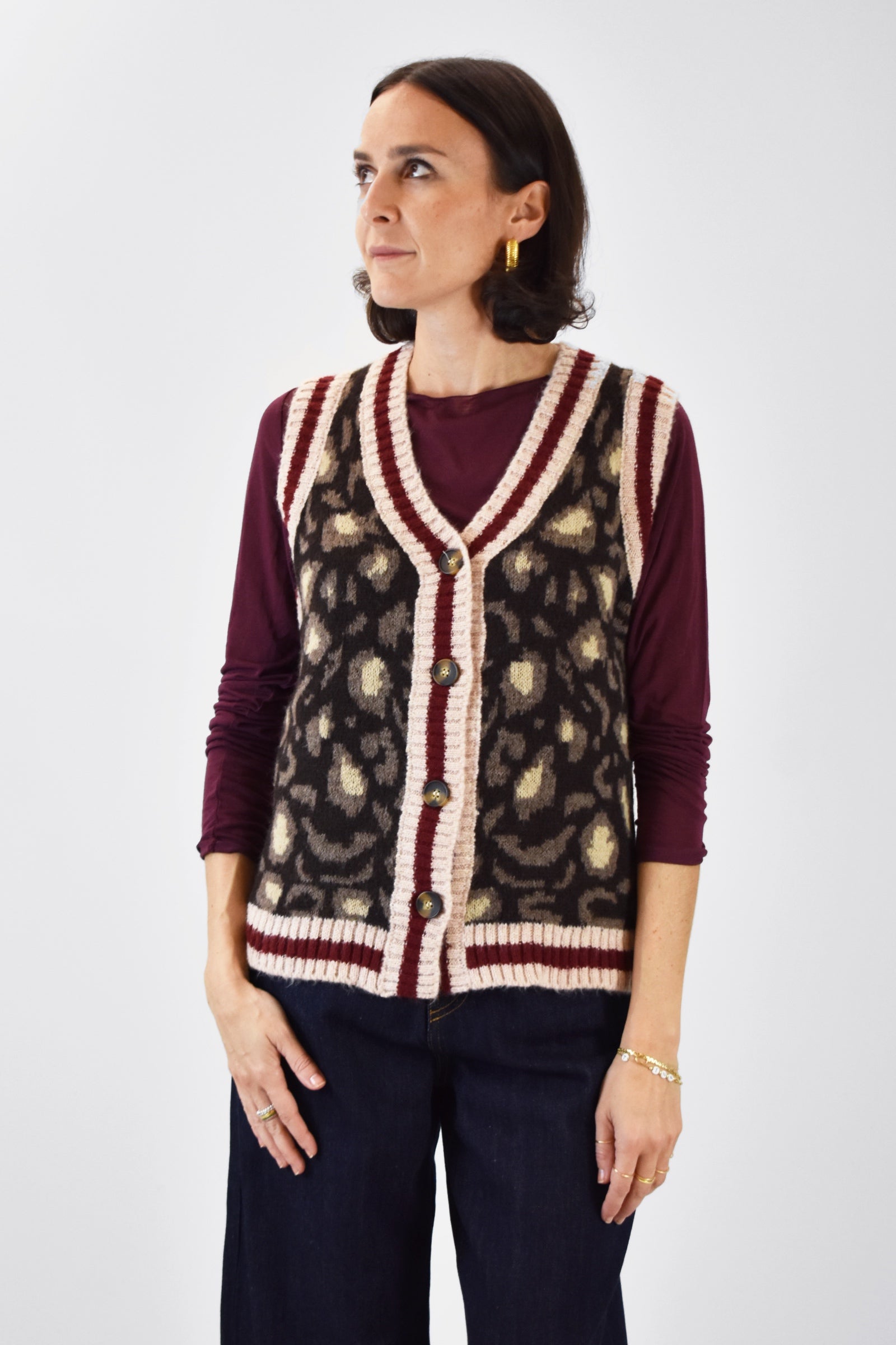 Gilet maculato bottoni