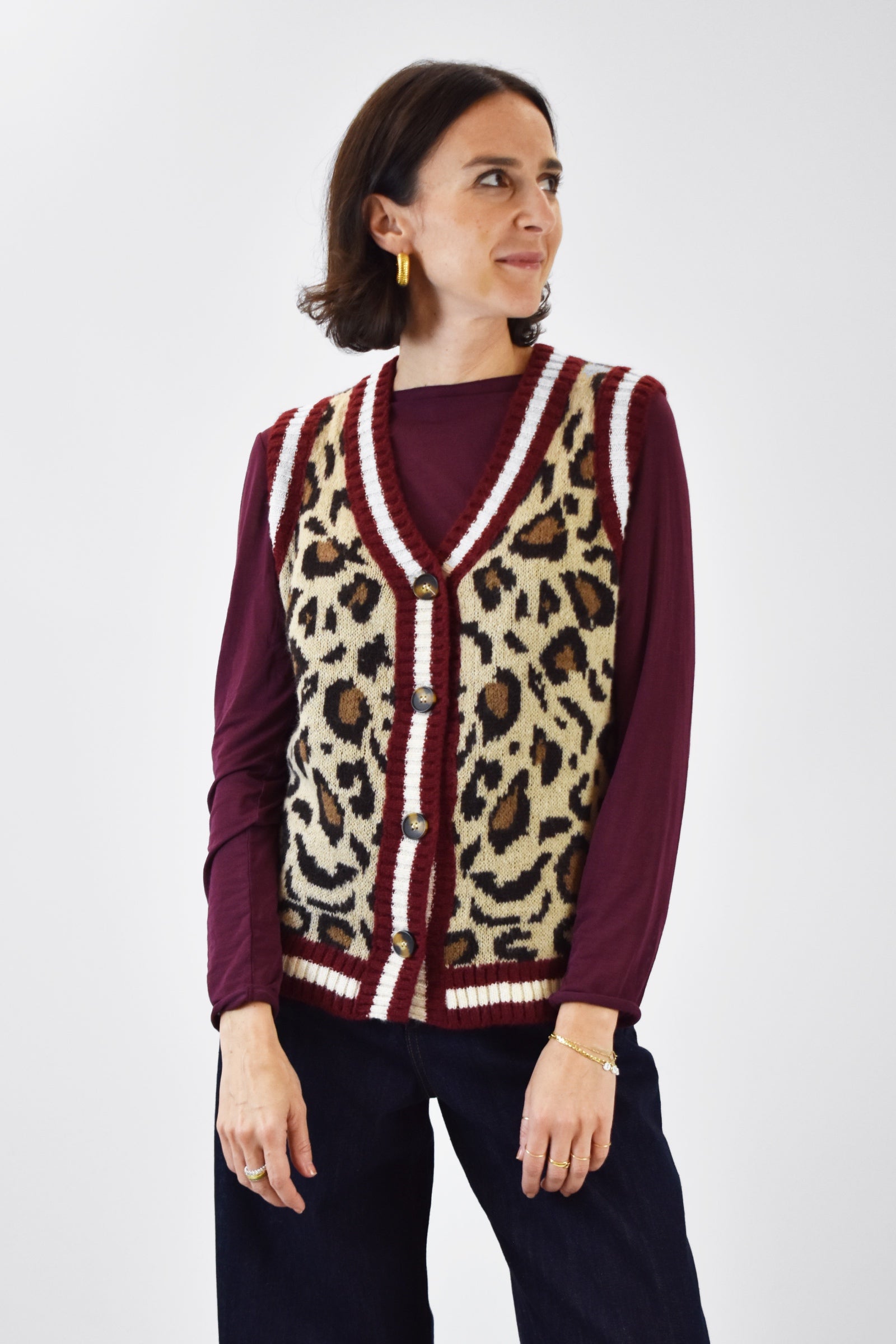 Gilet maculato bottoni