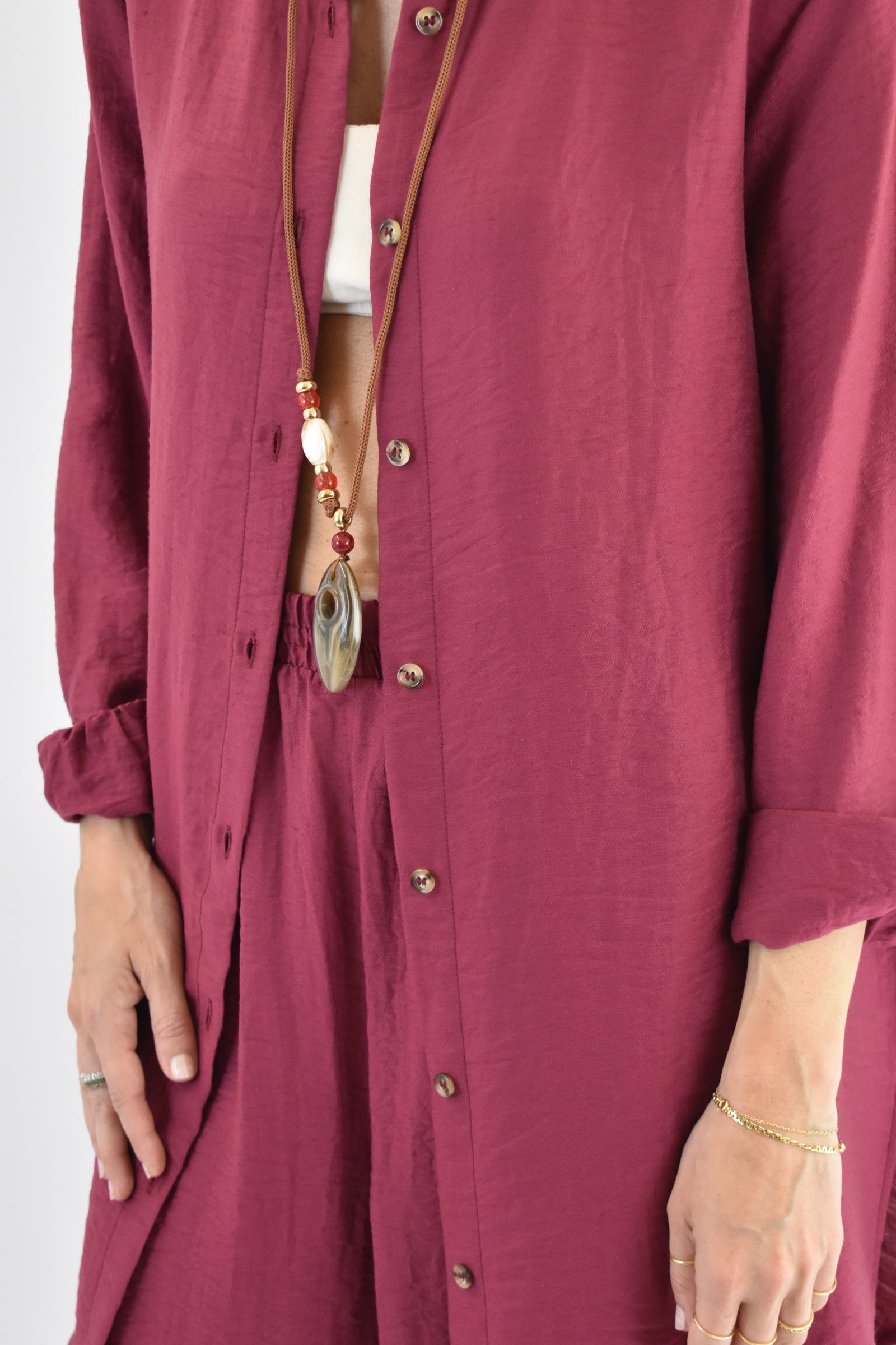 Camicia lino con collana