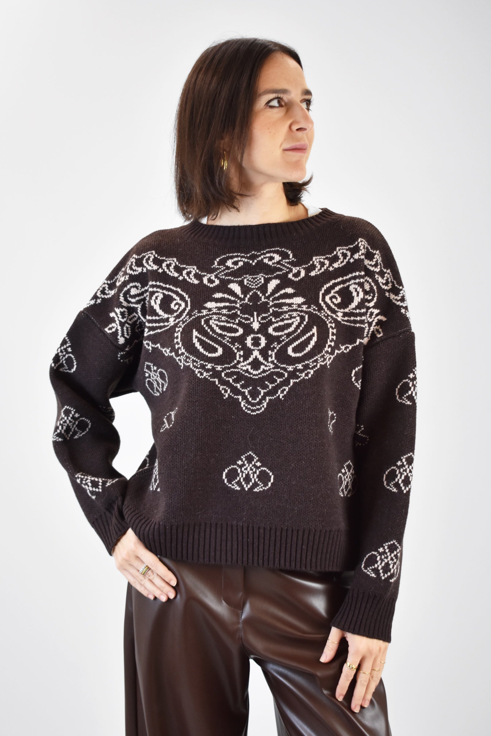 Maglia girocollo jaquard