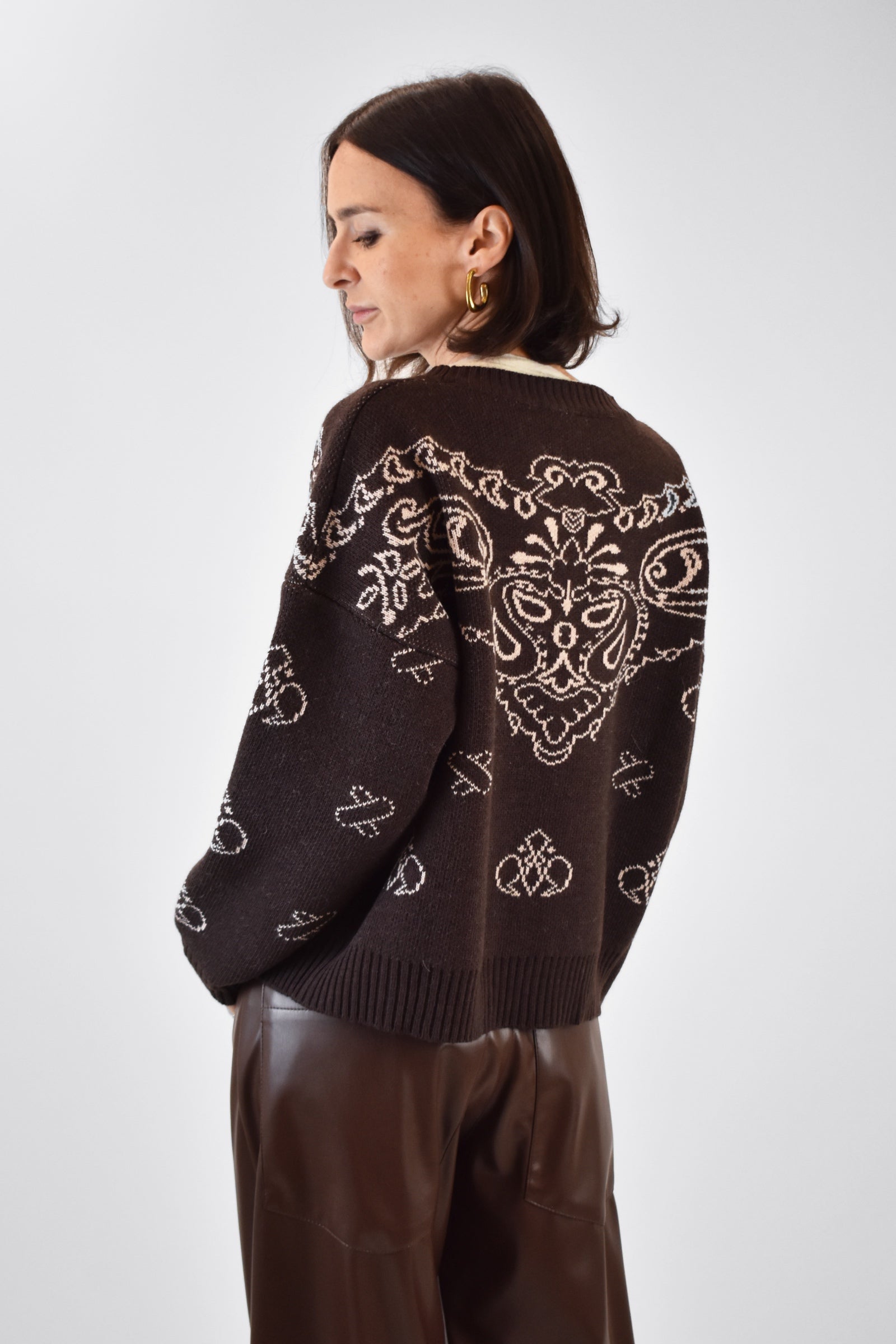 Maglia girocollo jaquard