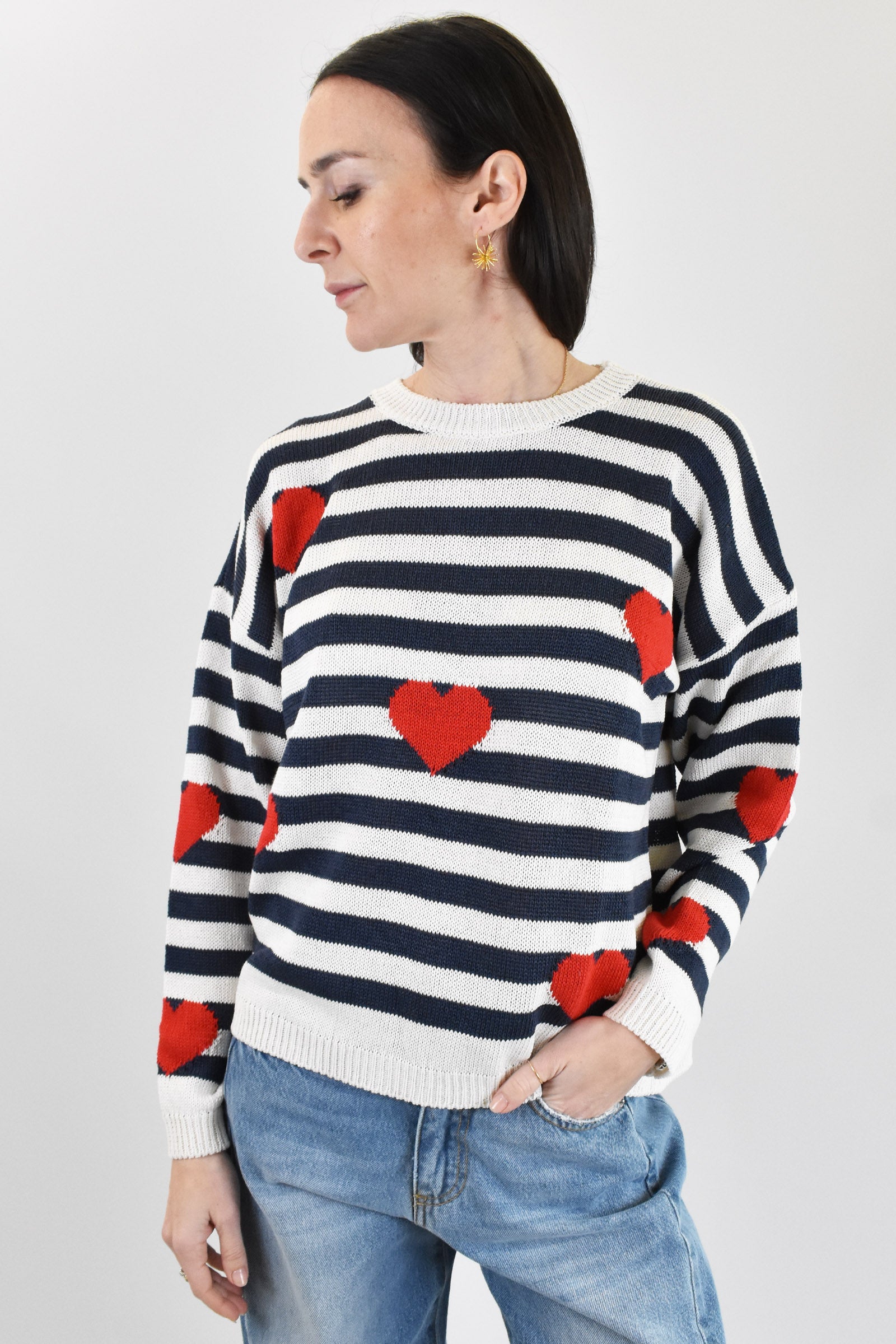 Maglia righe e cuori