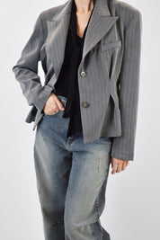 Giacca gessata crop riprese