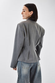 Giacca gessata crop riprese