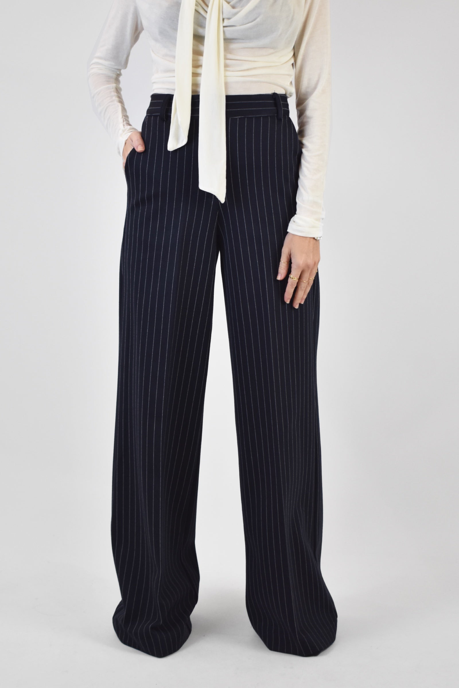 Pantalone palazzo gessato