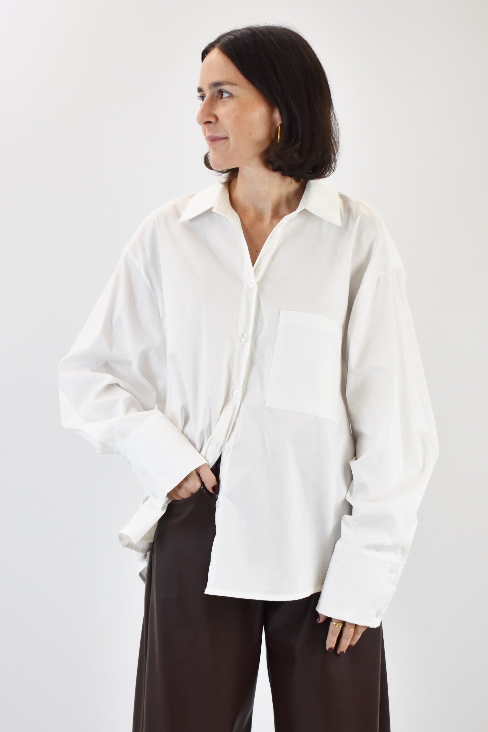 Camicia over cotone e tasca