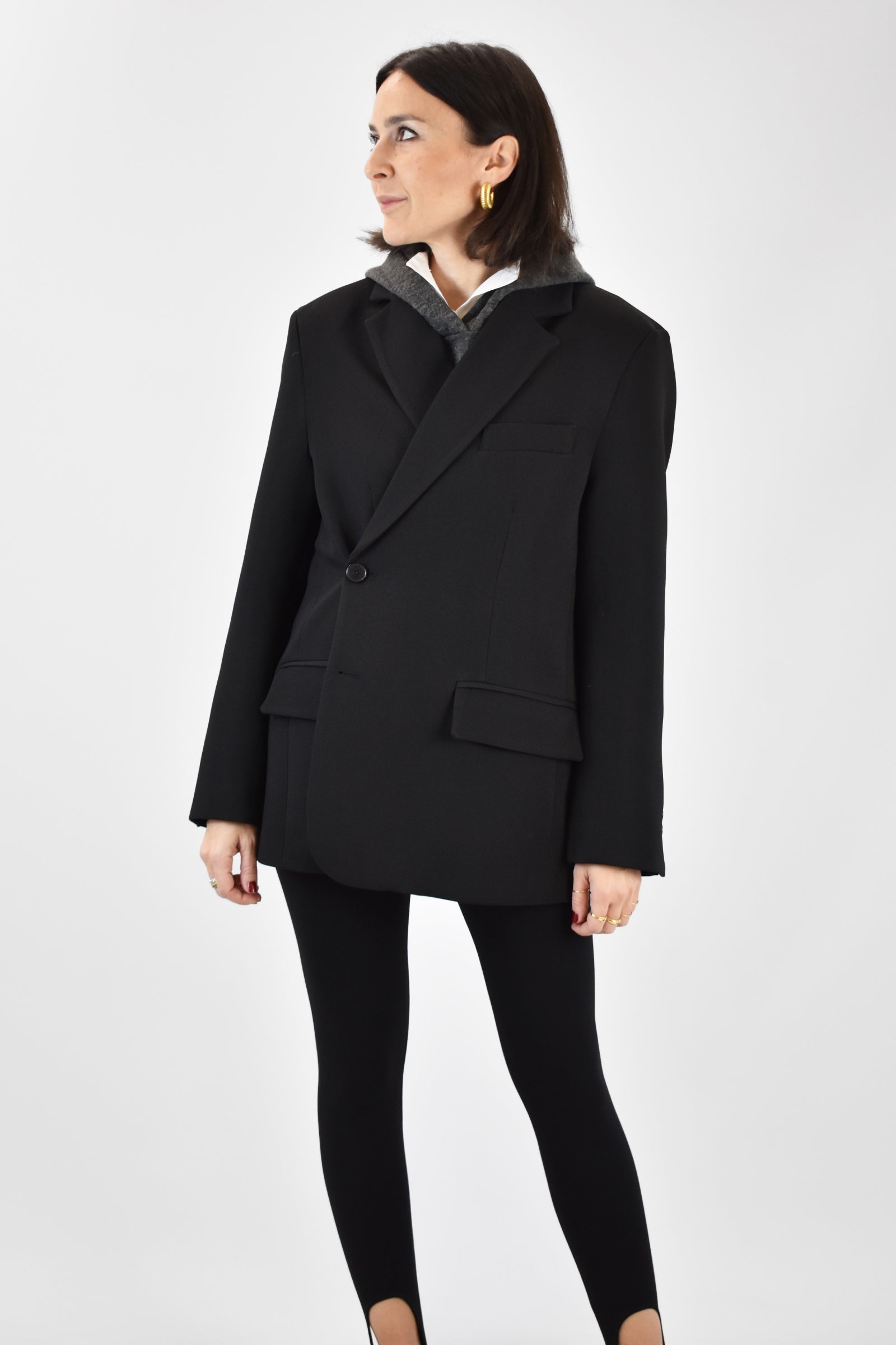 Giacca doppia abbottonatura, foto frontale, colore nero, Vicolo, blazer, TF1701, giacca nera, giacca nera Vicolo