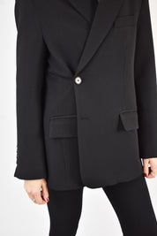 Giacca doppia abbottonatura, foto frontale con dettaglio, colore nero, Vicolo, blazer, TF1701, giacca nera, giacca nera Vicolo