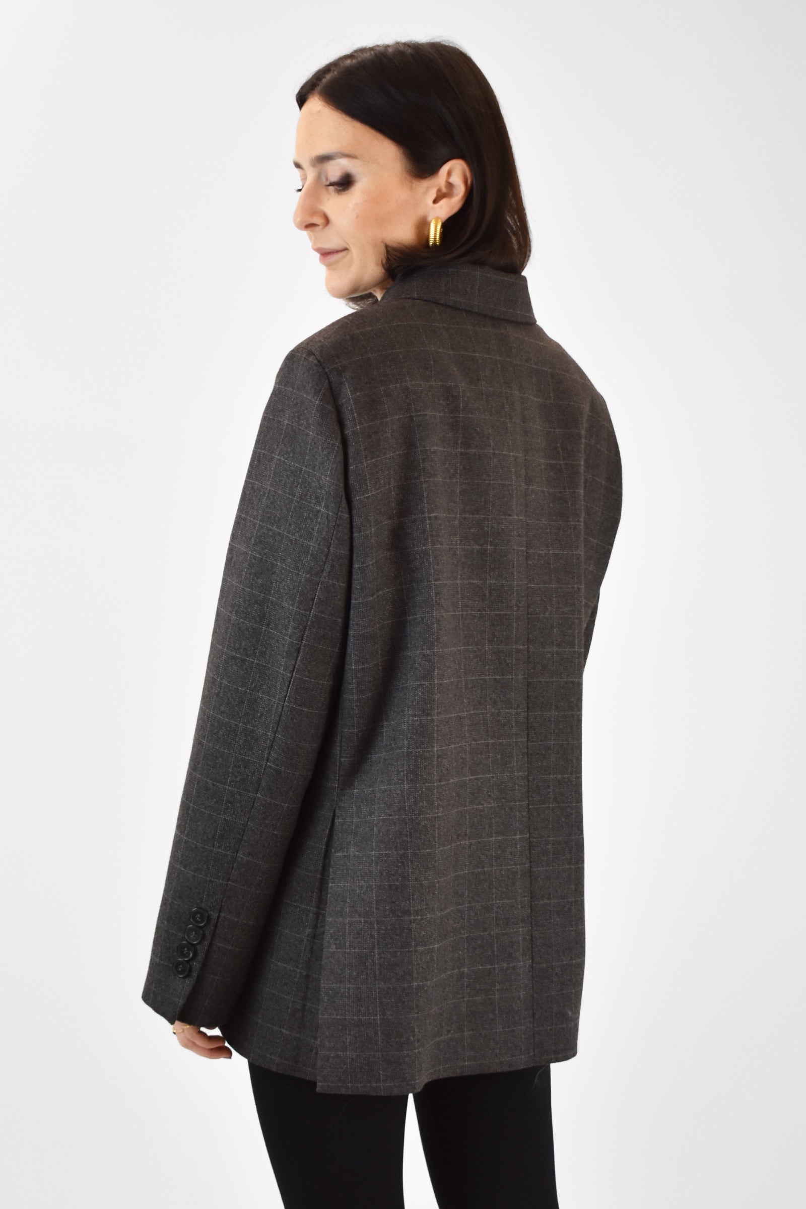 Giacca quadri foto restro di tre quarti, giacca Vicolo, TF1870, giacca tessuto quadri, giacca doppia abbottonatura,