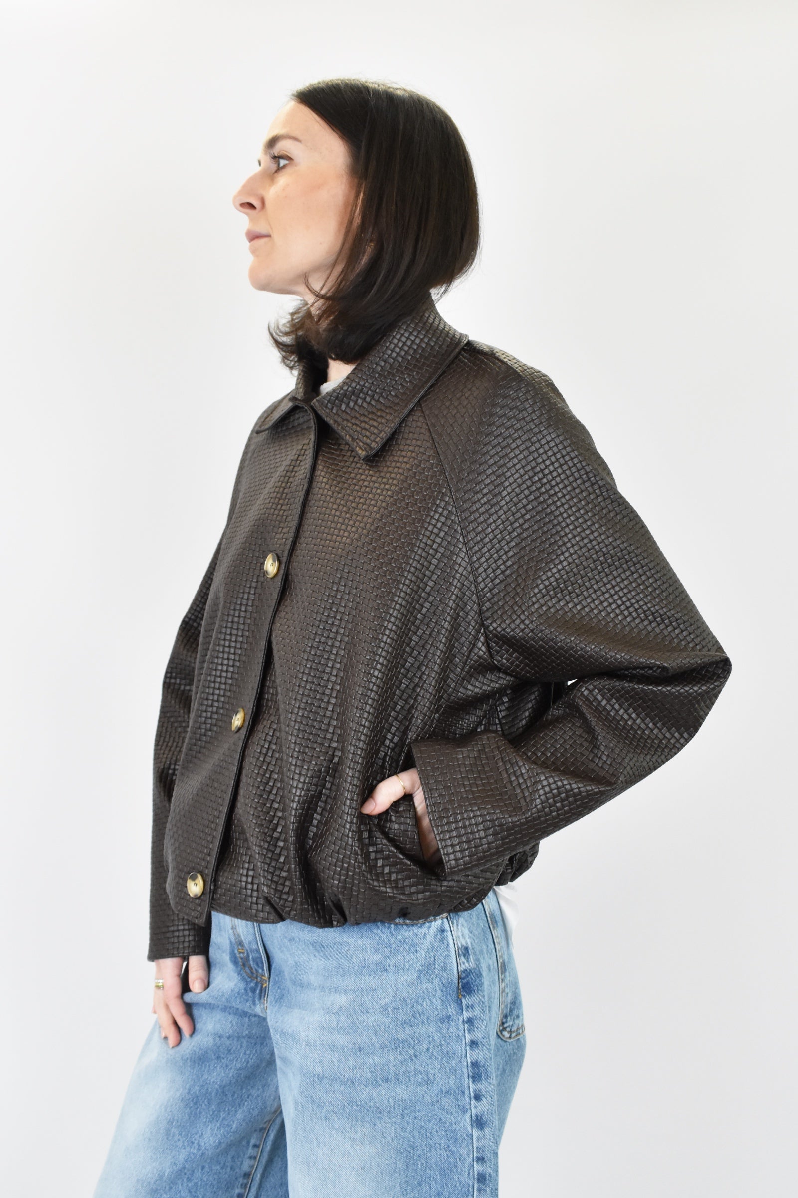 Bomber ecopelle intrecciata