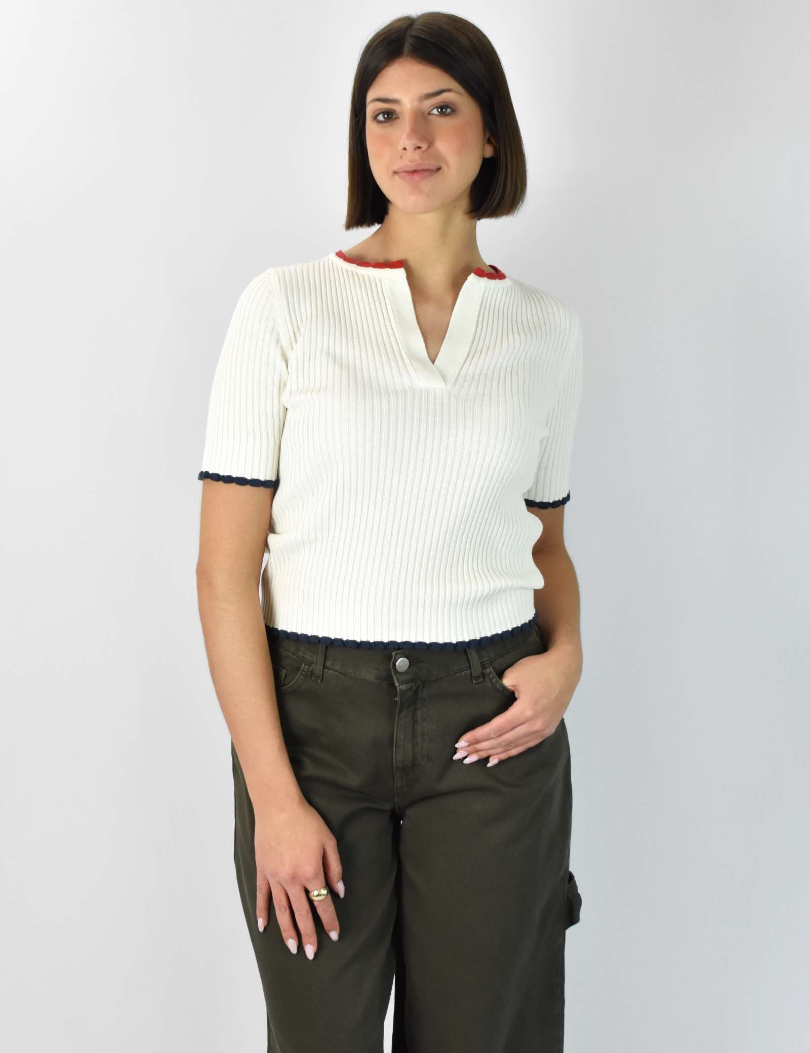 Maglia serafino contrasti