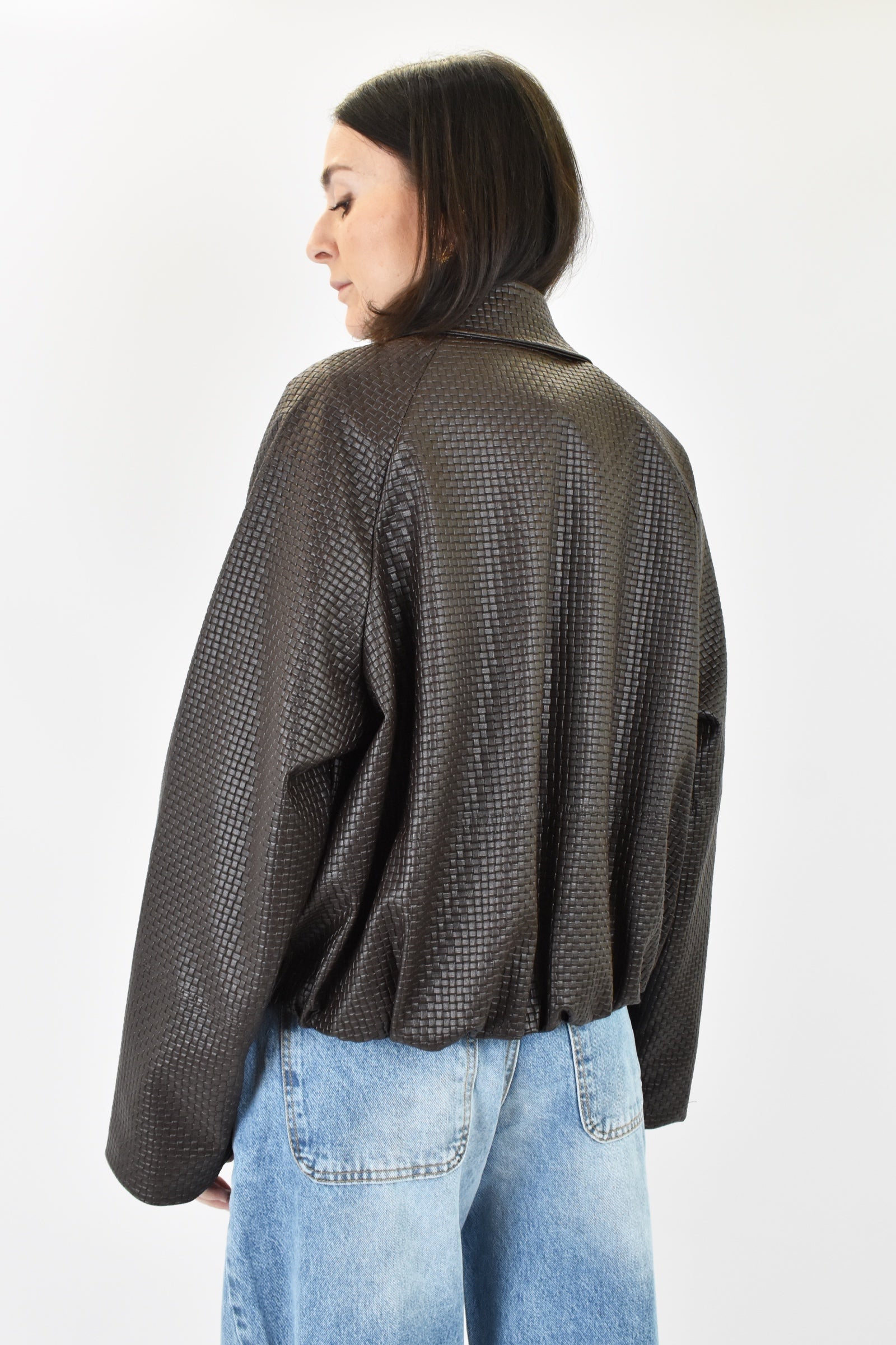 Bomber ecopelle intrecciata