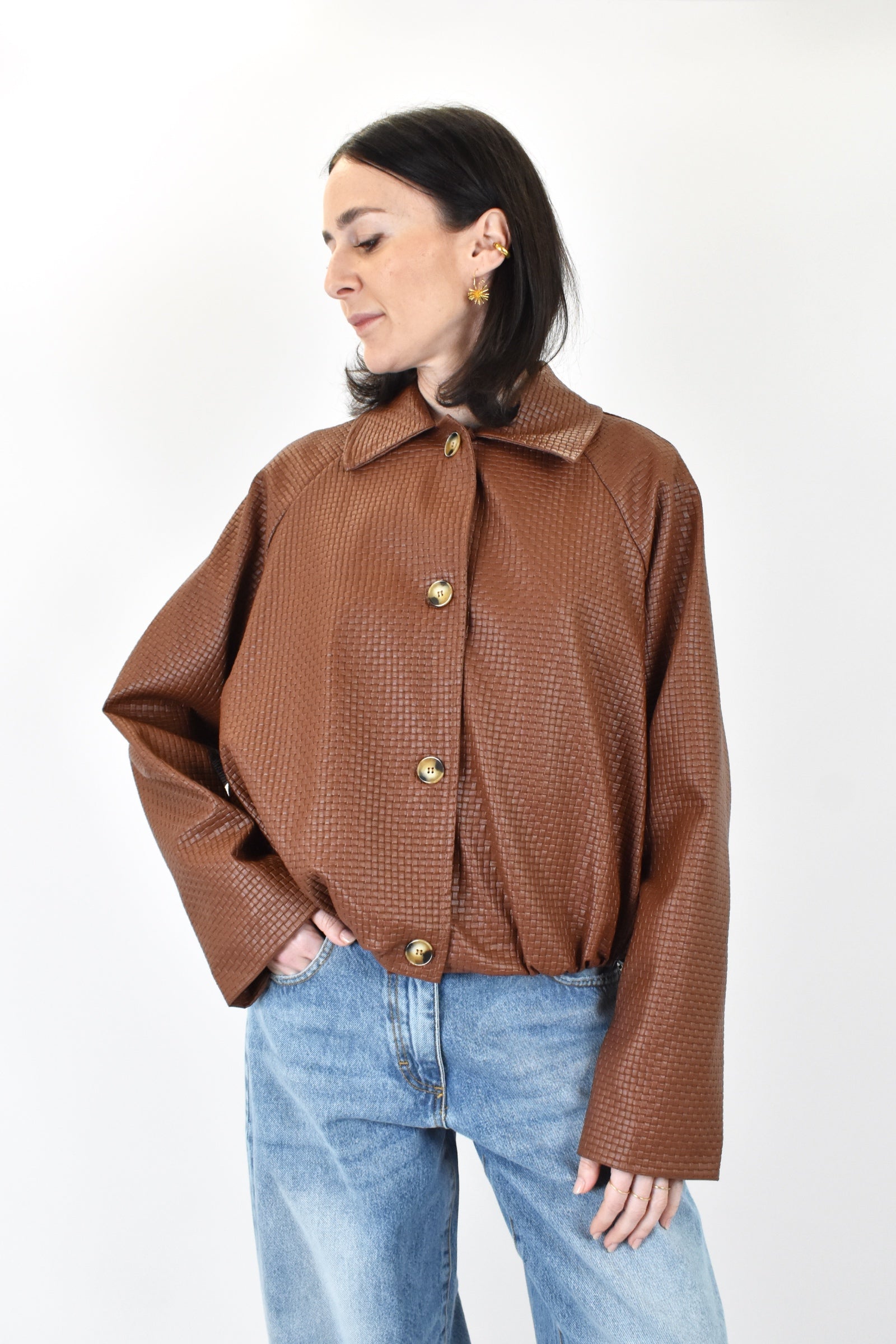 Bomber ecopelle intrecciata