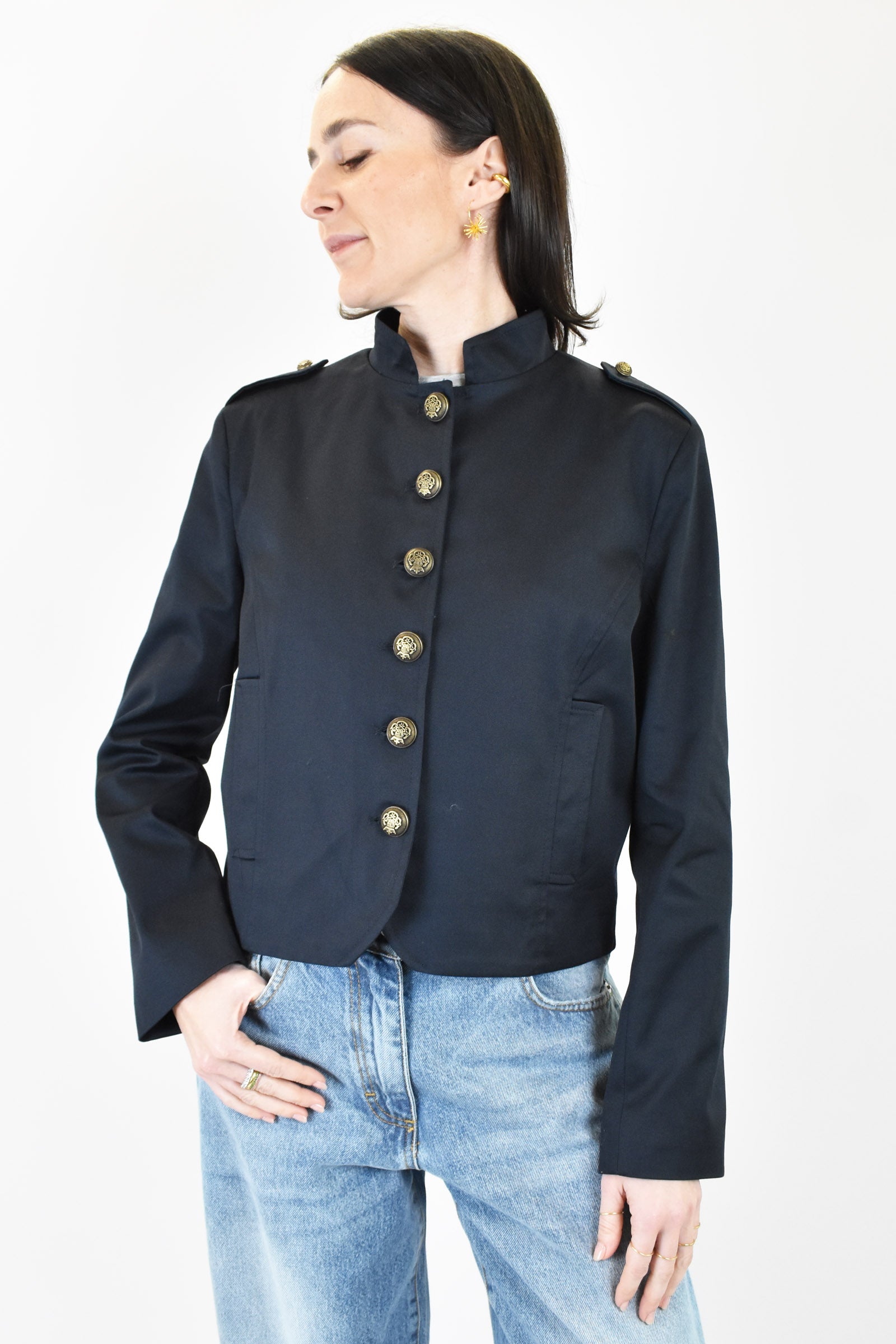 Giacca coreana bottoni navy