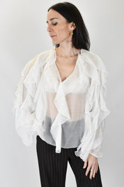 Blusa scollo V con rouches