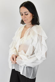 Blusa scollo V con rouches