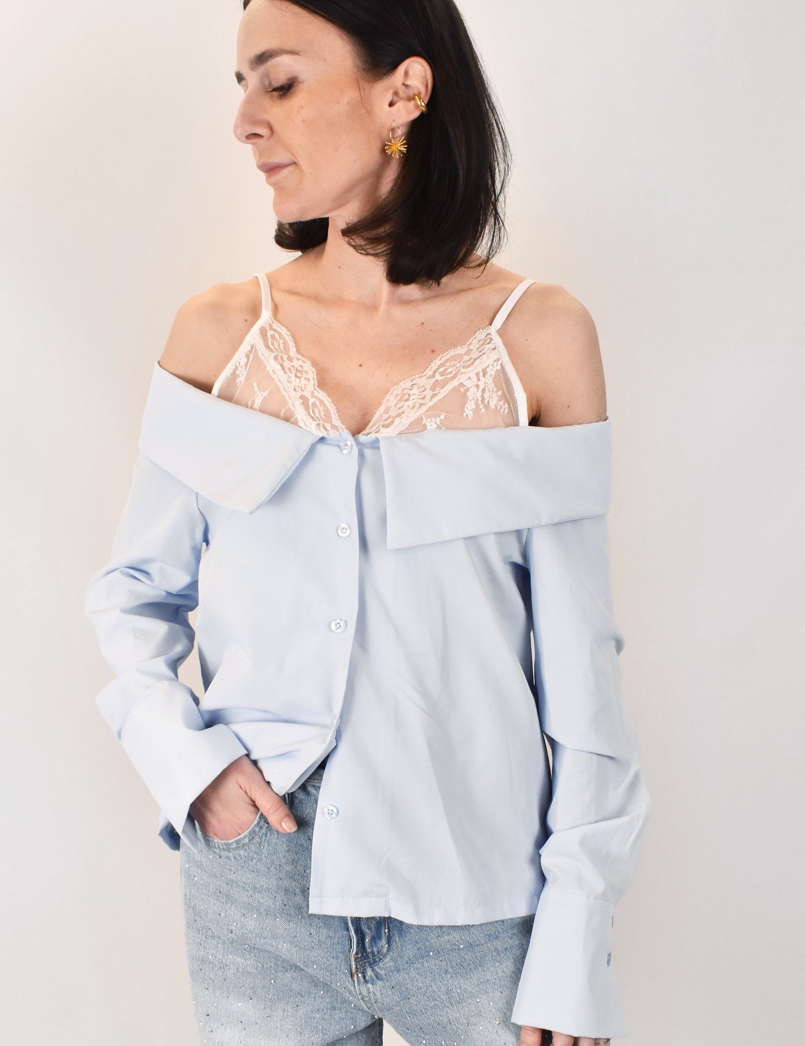 Camicia scollatura e pizzo