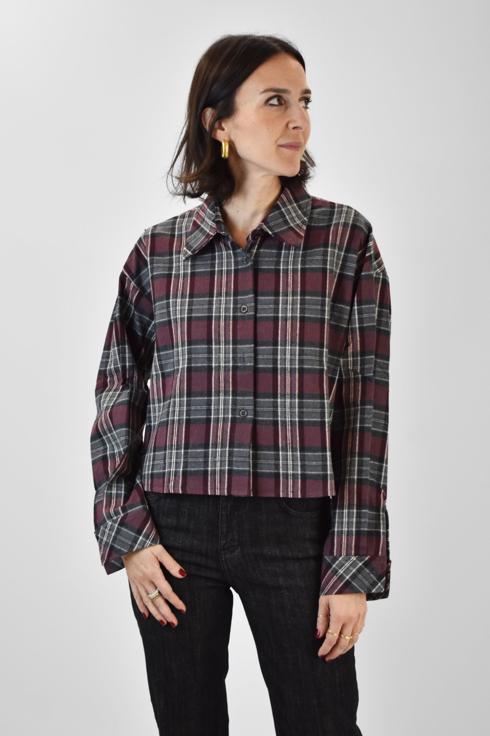 Camicia a quadri crop