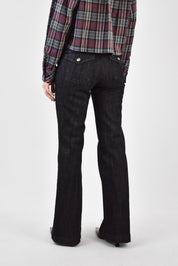 Jeans nero bottone gioiello