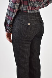 Jeans nero bottone gioiello