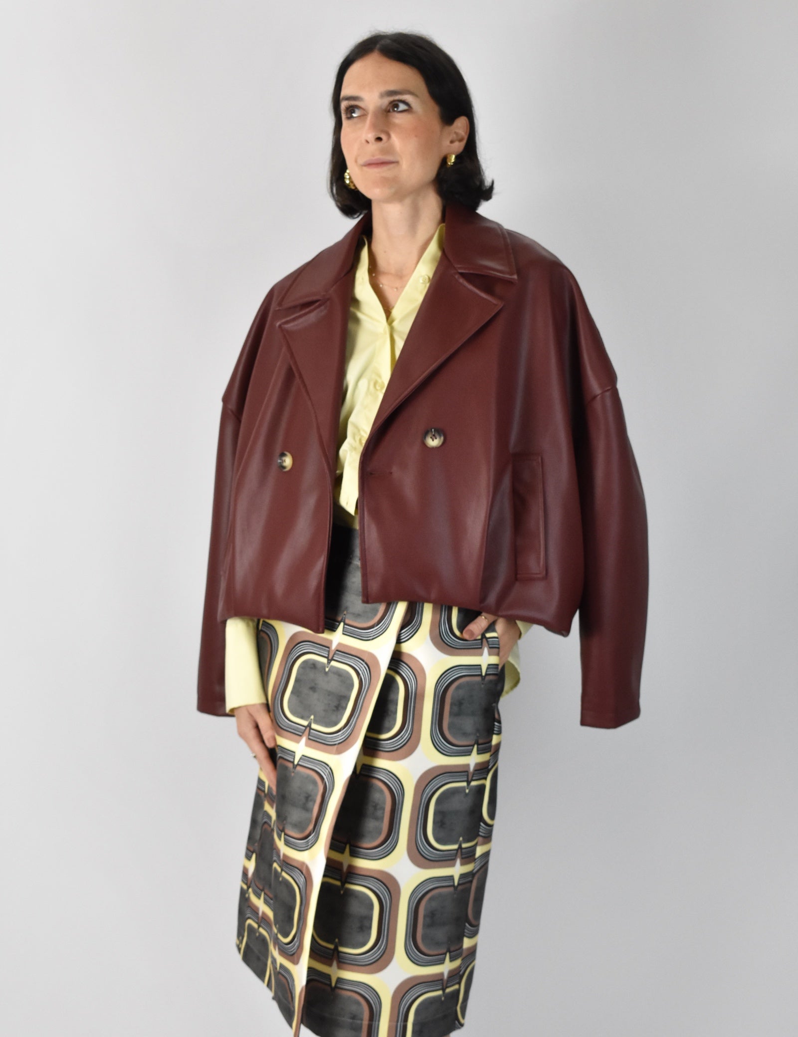 Bomber doppiopetto ecopelle