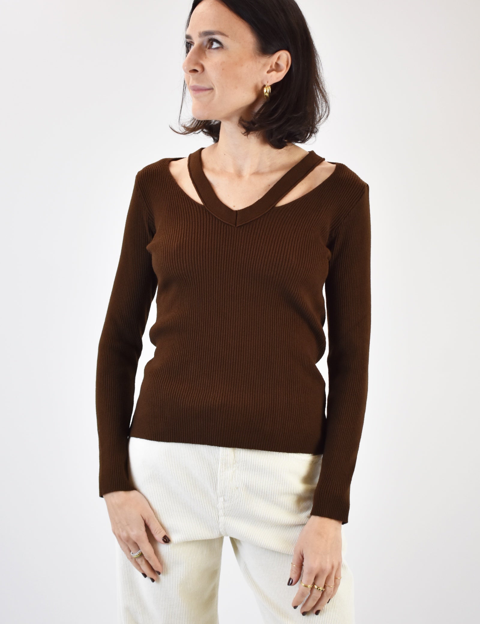 Maglia cut-out costine