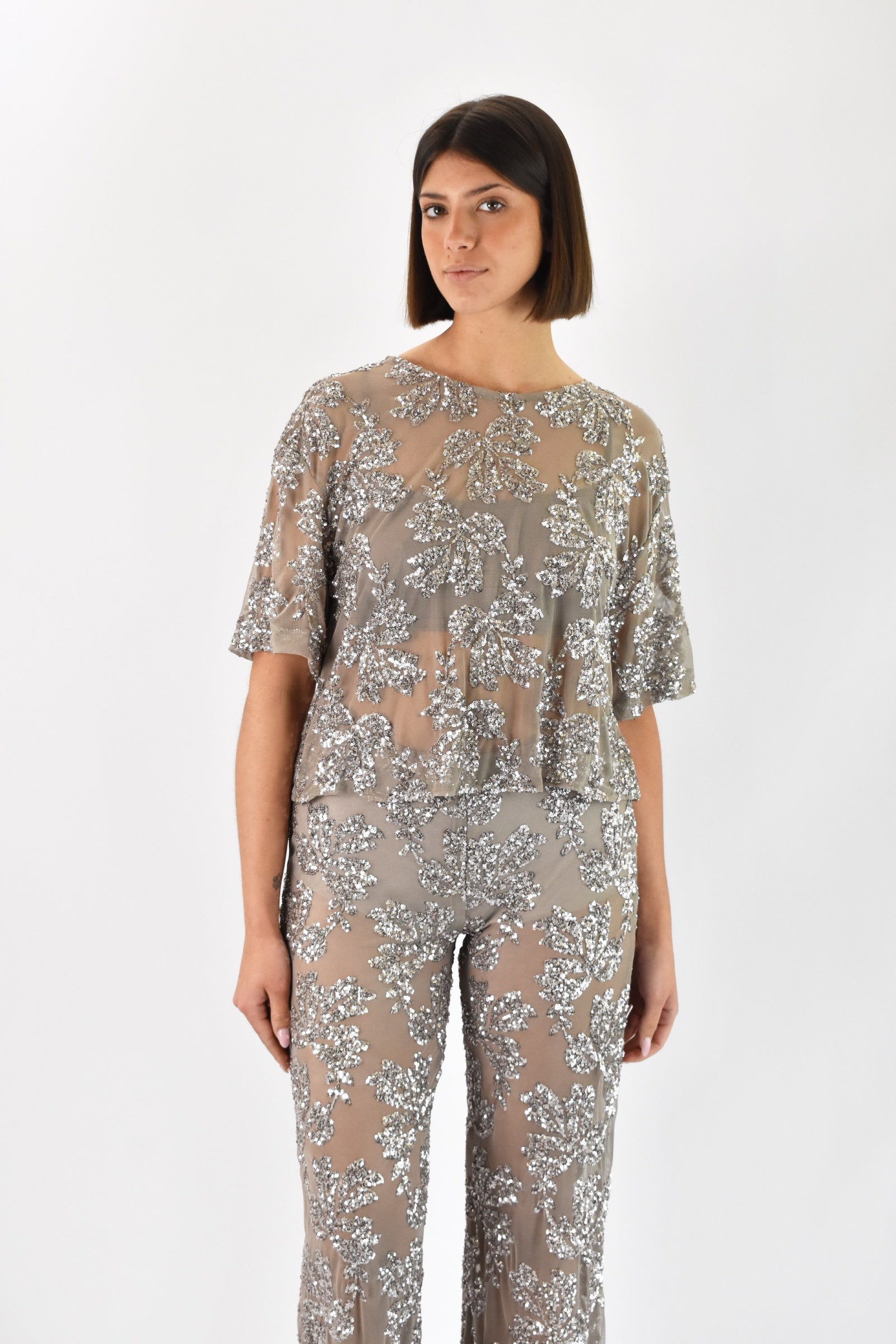 Top tulle paillettes