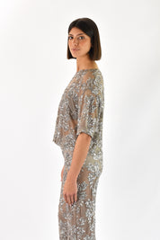 Top tulle paillettes