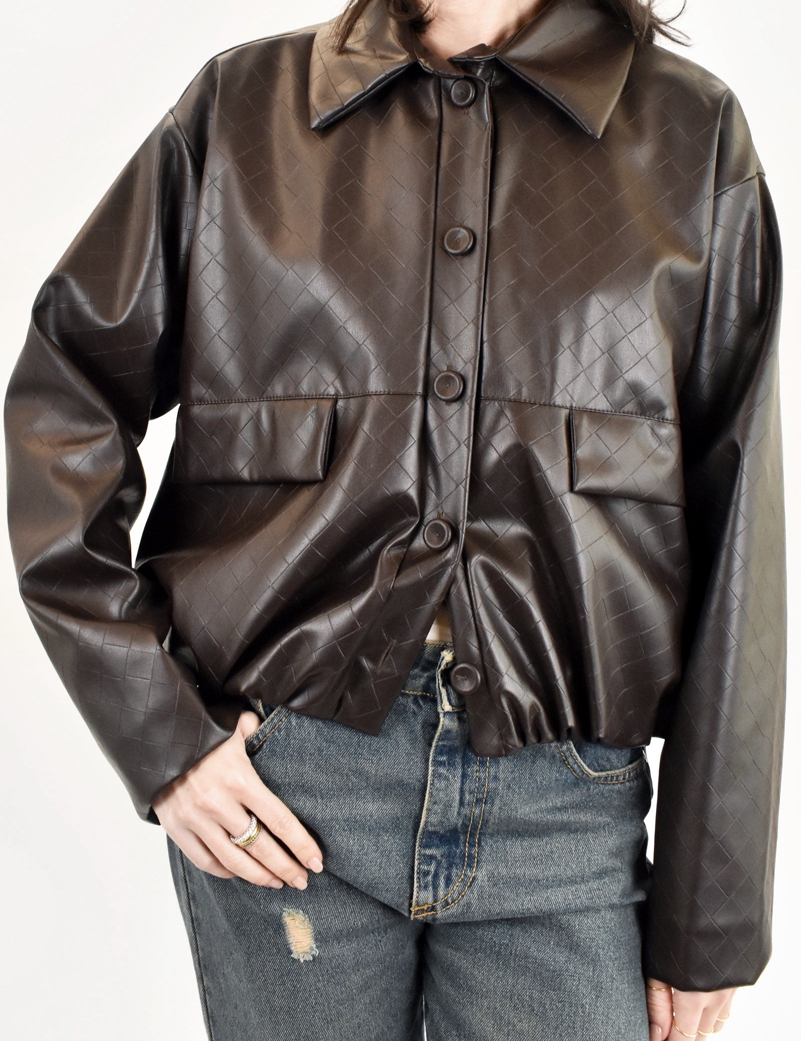 Bomber ecopelle intrecciata