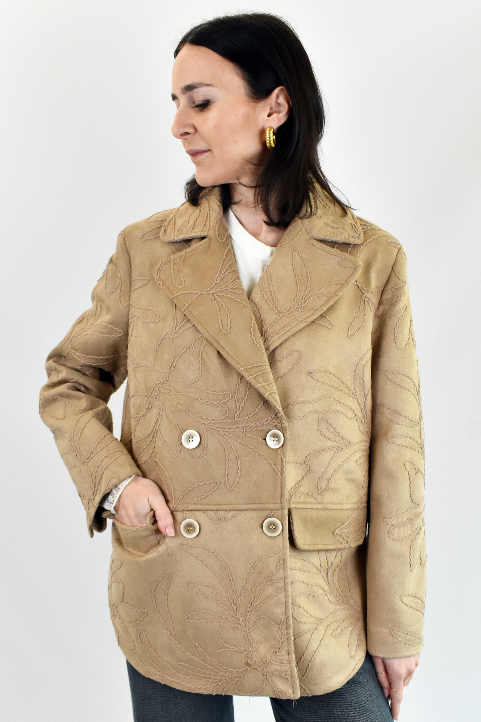 Giacca doppiopetto ricamata