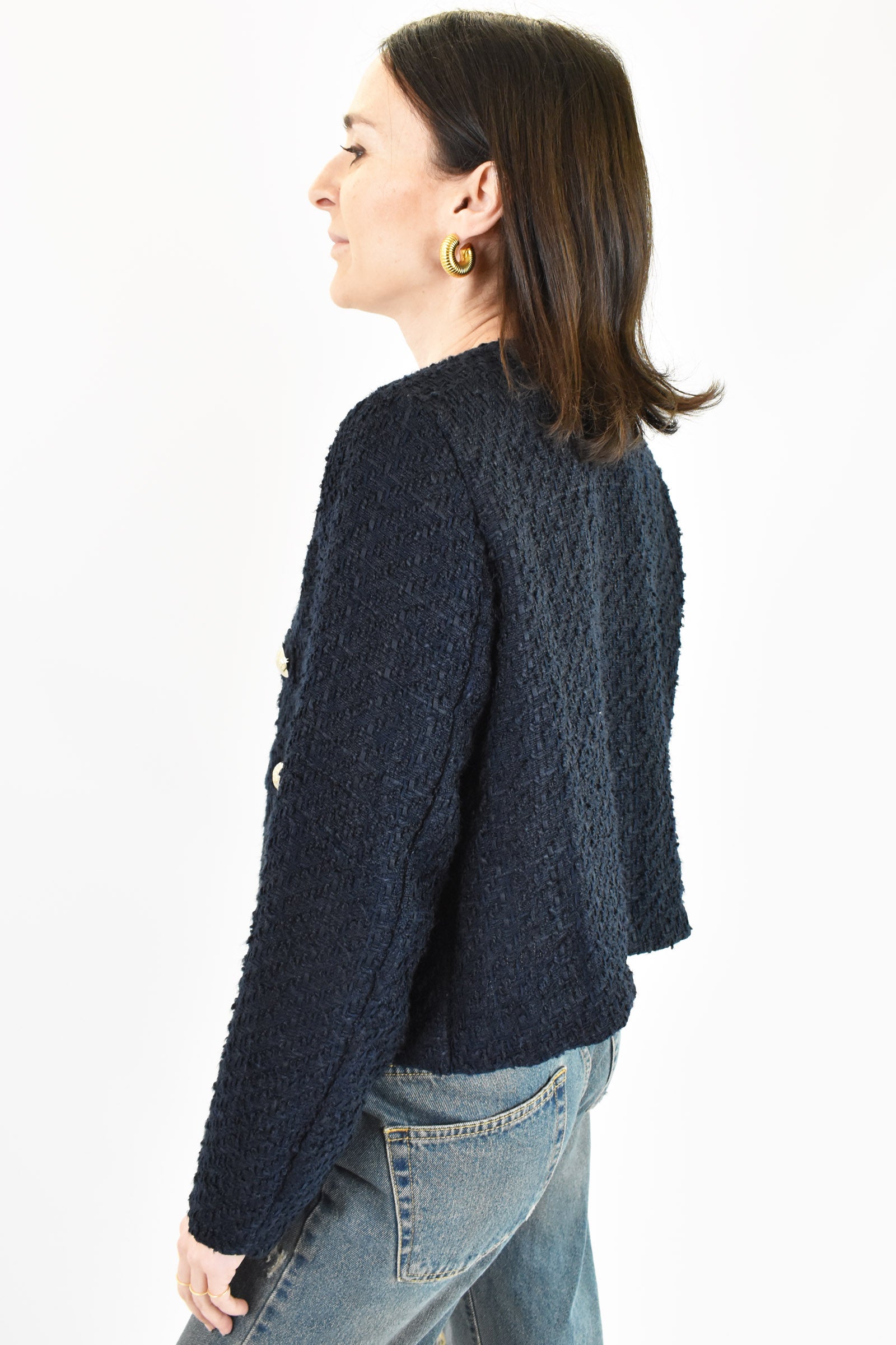 Giacca operata bottoni navy