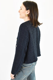 Giacca operata bottoni navy