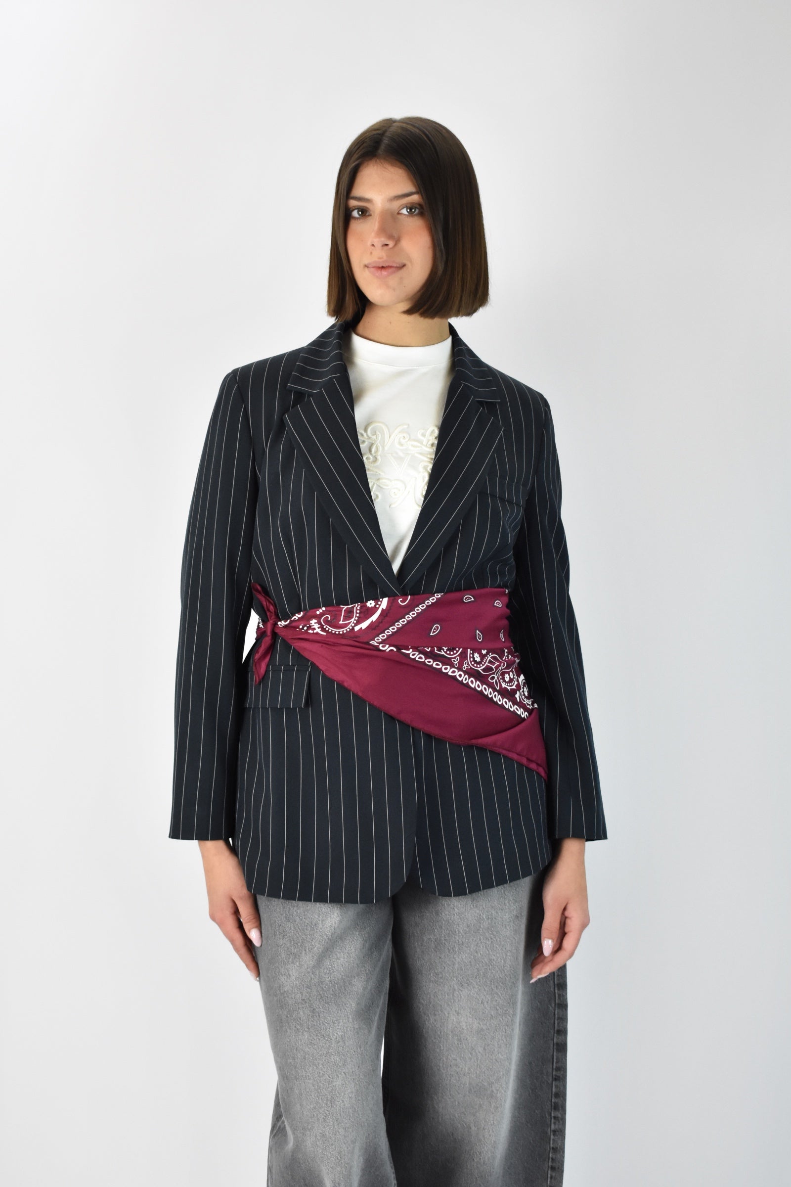 Blazer gessato bandana