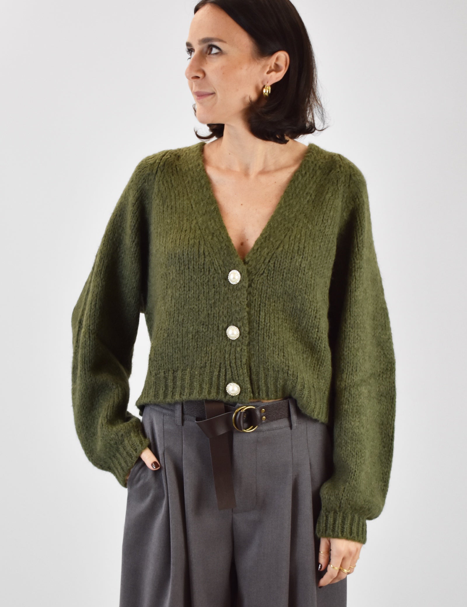 Cardigan 3 bottoni gioiello