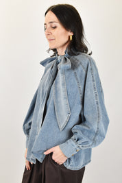 Camicia jeans con fiocco