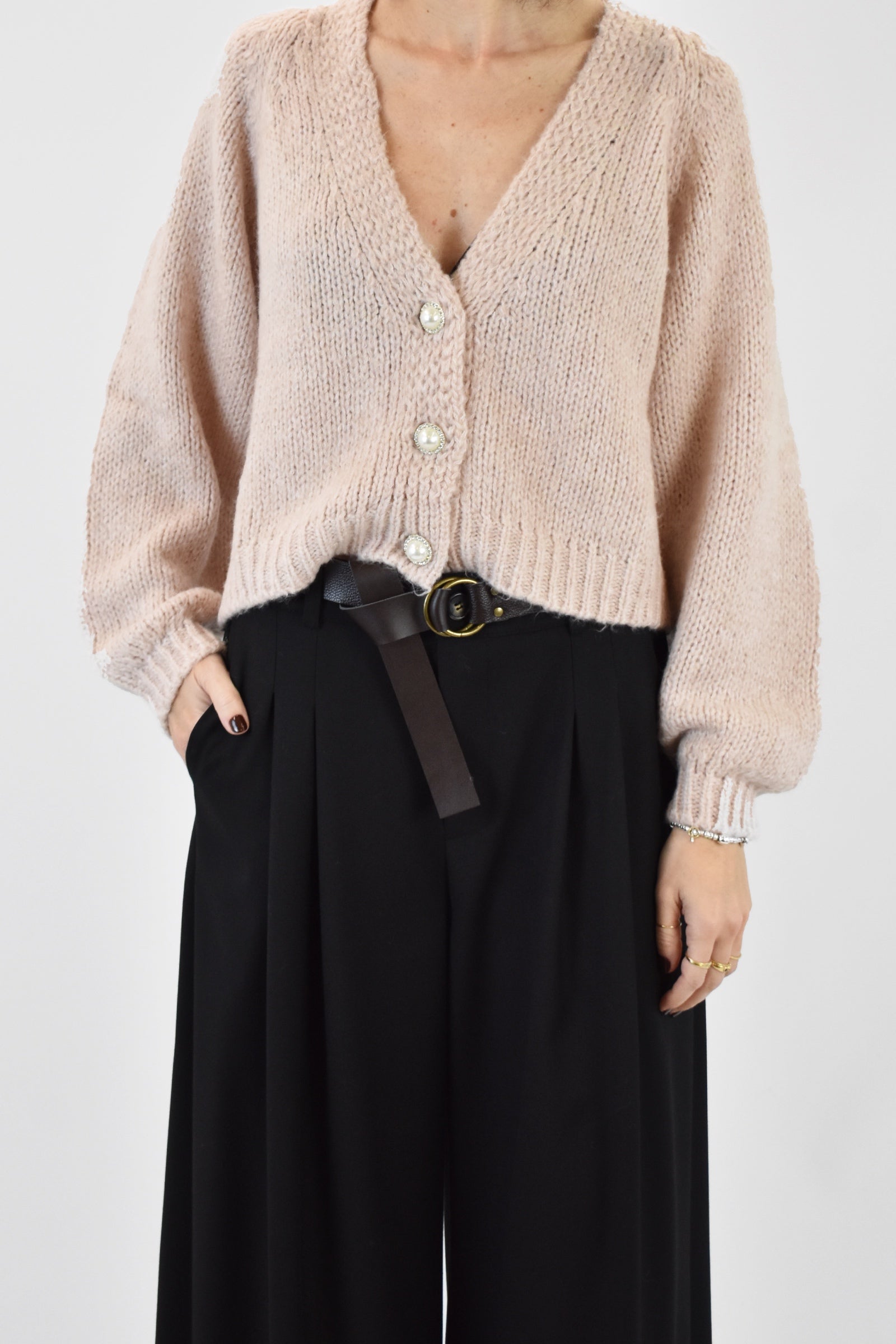 Cardigan 3 bottoni gioiello