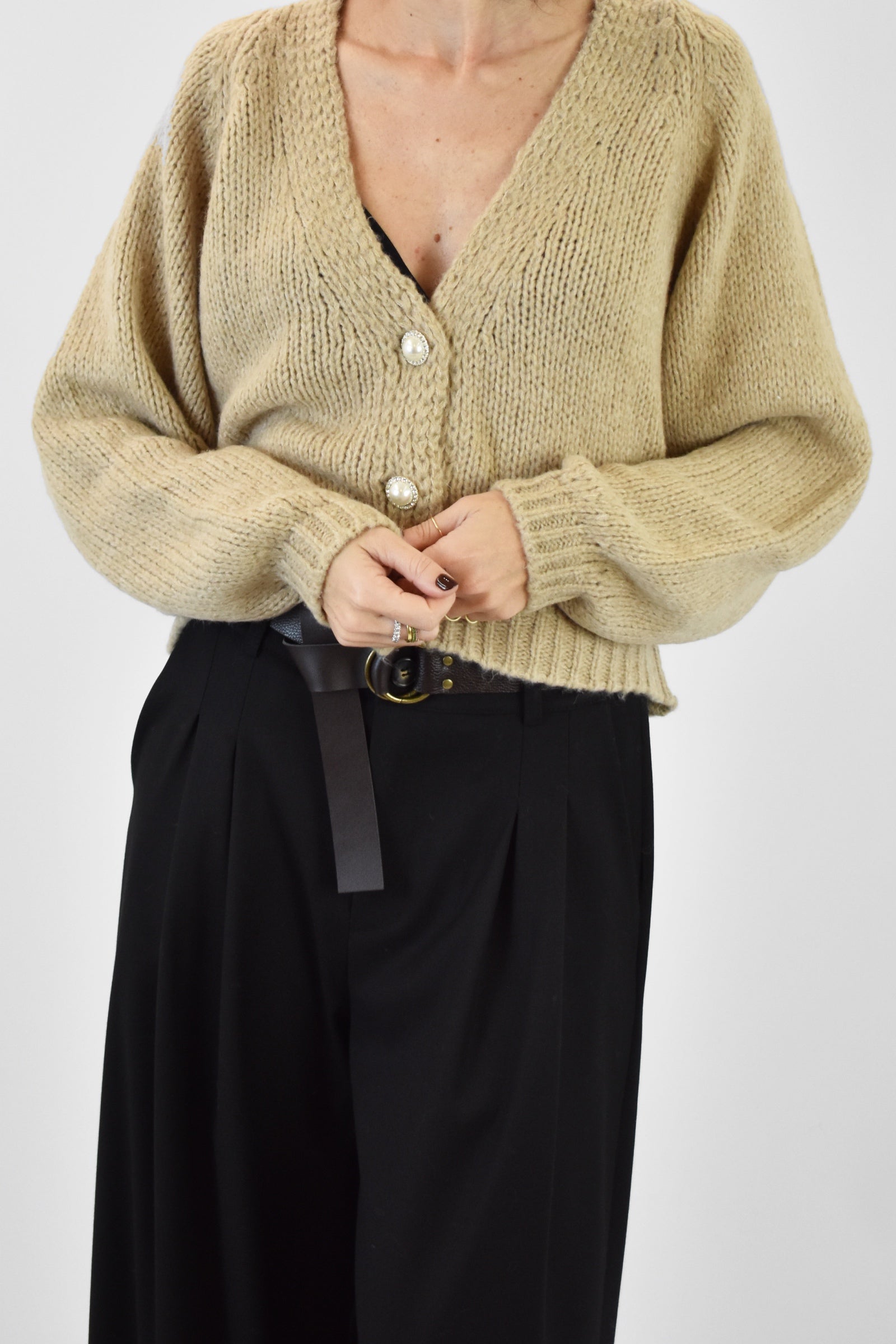 Cardigan 3 bottoni gioiello