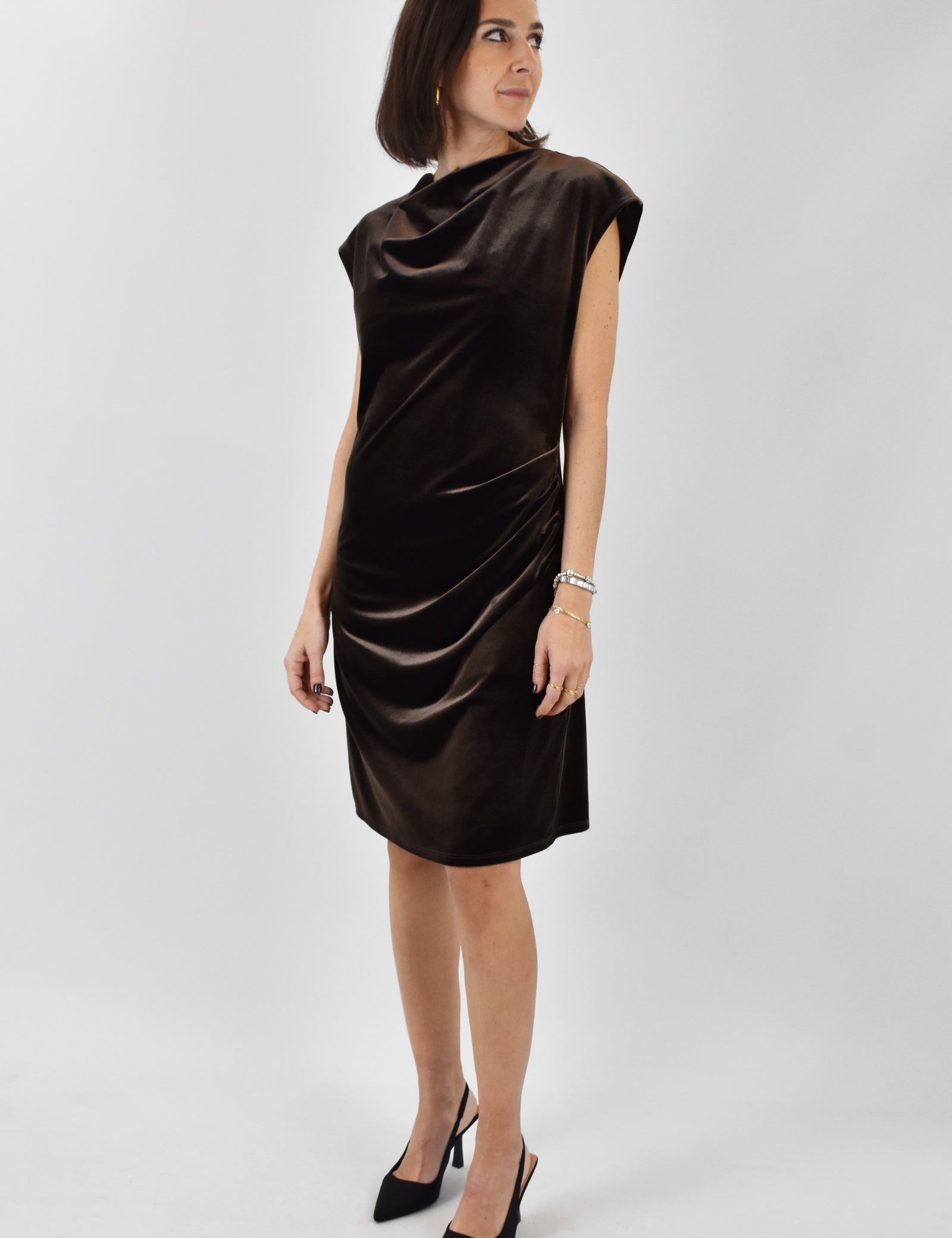 Abito velluto arricciato