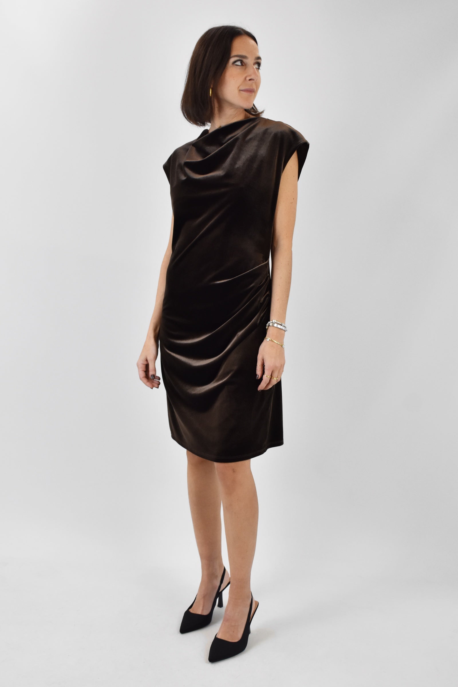 Abito velluto arricciato