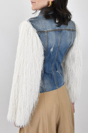 Giubbino jeans vintage frange