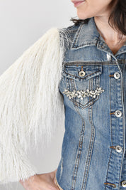 Giubbino jeans vintage frange