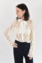 Camicia pizzo con nastro