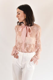 Camicia pizzo con nastro