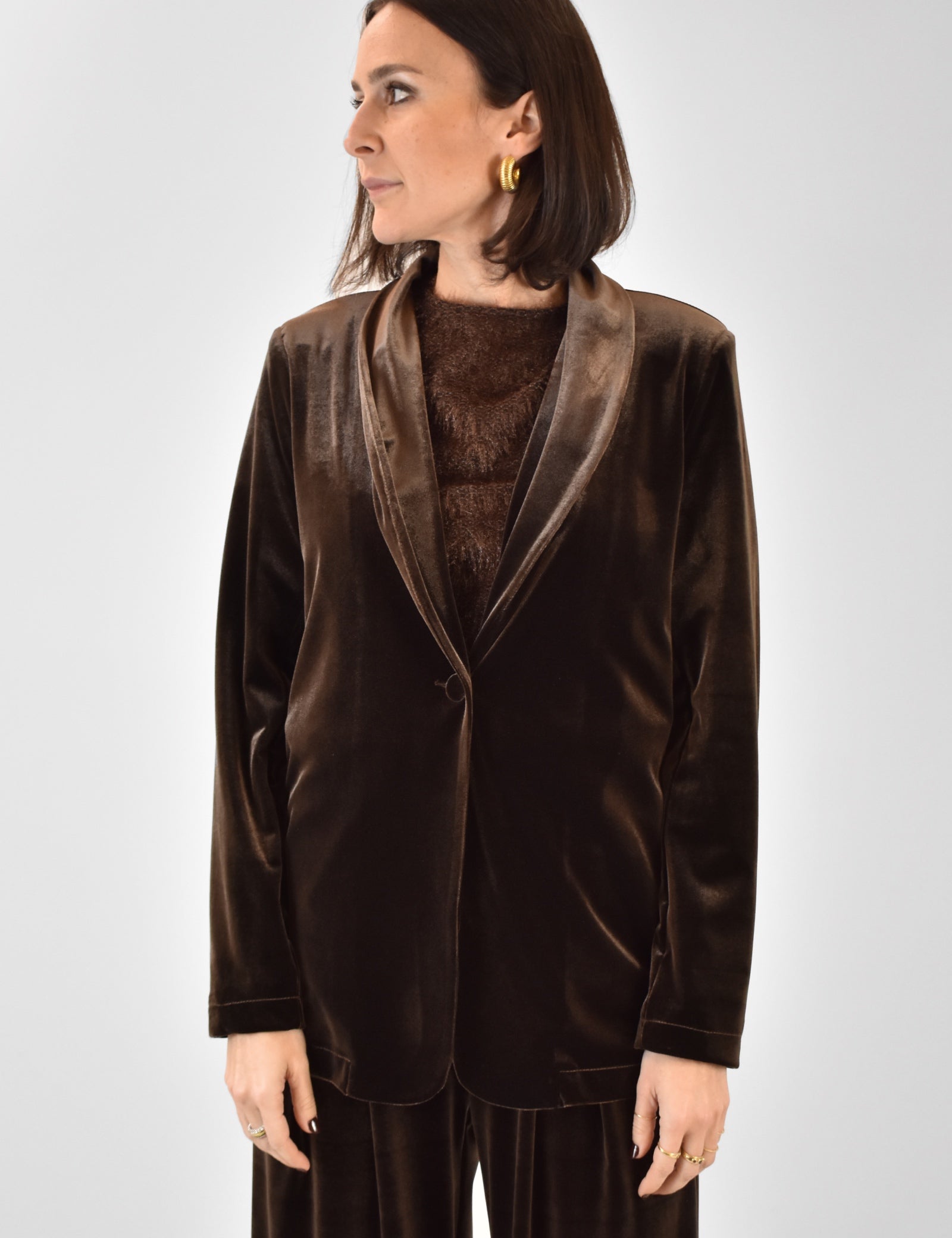 Giacca in velluto con fiore