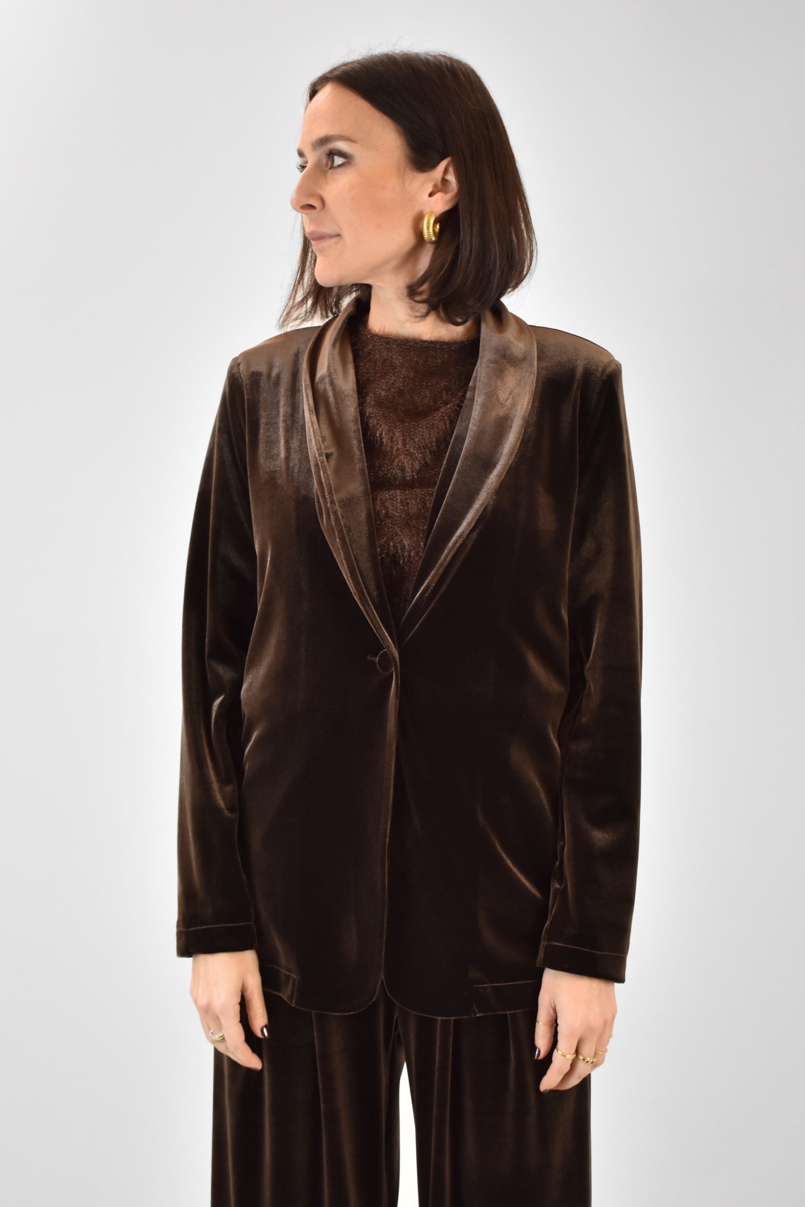 Giacca in velluto con fiore