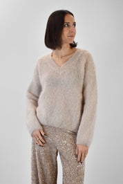 Maglia kid mohair scollo V